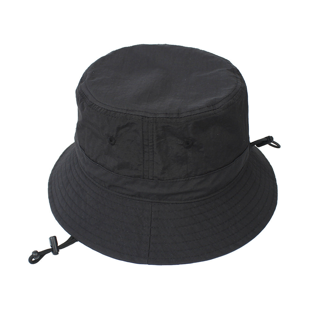 LeKY Fishing Hat Folding Sun Protection Black Drawstring Wide Brim Unisex Fishing  Straw Cap for Outdoor Black 