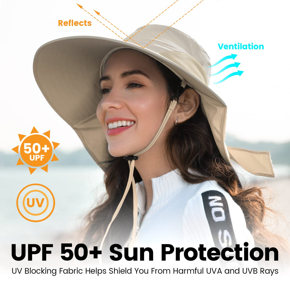 UPF 50+ Outdoor Sun Hat Rollable Wide Brim Gardening Hat with Neck Flap ...